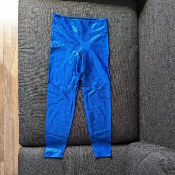 Heroine Sport Marvel Cobalt Blue Metallic Shine Leggings - Picture 2 of 10